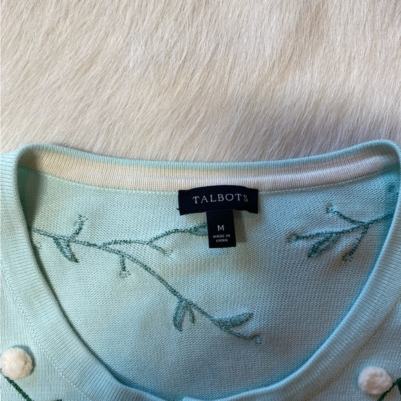 Talbots embroidered crew neck cardigan sweater - Picture 6 of 8